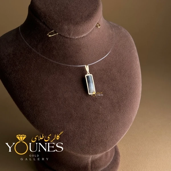 آویز طلا سنگ کوارتز طوسی